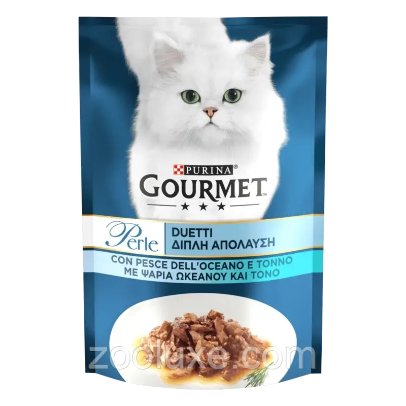Purina Gourmet Perle Duo з океанічною рибою і тунцем мініфіле в підливі 85 г вологий корм для котів