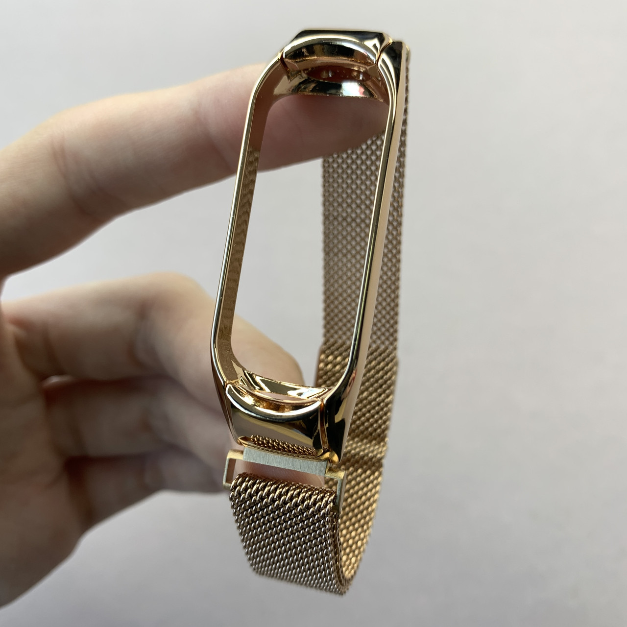 Металевий ремінець для Xiaomi Mi Band 3 для браслета міланська петля на сяомі мі бенд 3 рожеве золото MLN