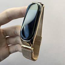 Металевий ремінець для Xiaomi Mi Band 3 для браслета міланська петля на сяомі мі бенд 3 рожеве золото MLN, фото 3