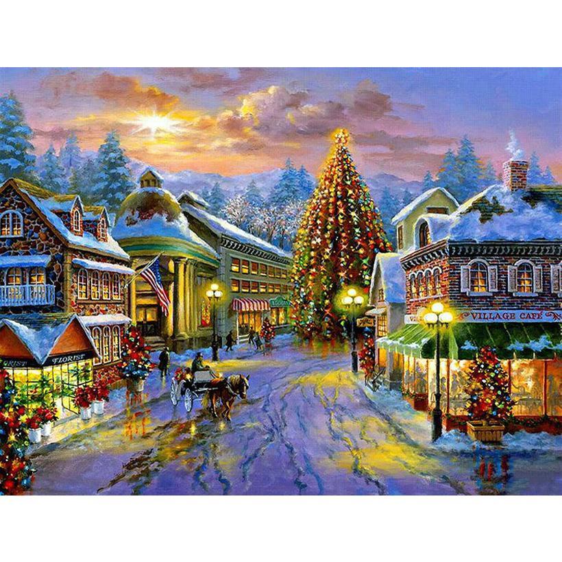 Картина за номерами 40x50 см DIY Різдвяне село (FRA 73457)
