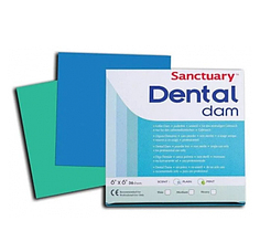 Коффердам латексний зелений (Sanctuary Dental dam) 152*152, 36 штук. Середній запах м'ята