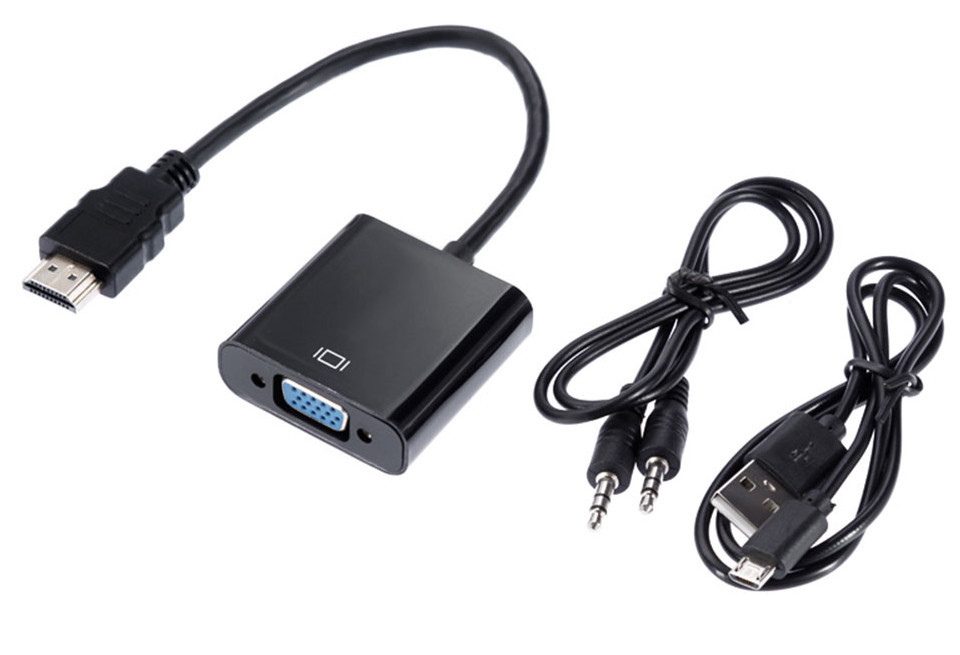 Перехідник адаптер hdmi vga з аудио виходом + живлення micro USB