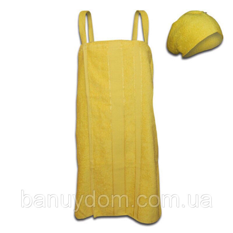 Набір для лазні жіночий махровий (жовтий), фото 1