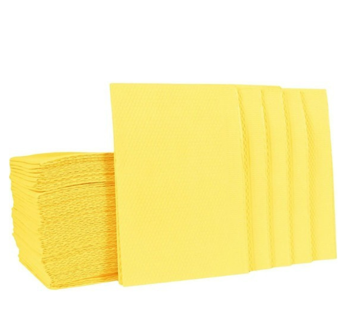 Серветки нагрудні для пацієнта 3 шарові 33х41 см 50 шт. Жовті, фото 1