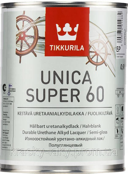 Лак Unica Super Tikkurila для дерева напівглянцевий Уніка Супер 2,7 л