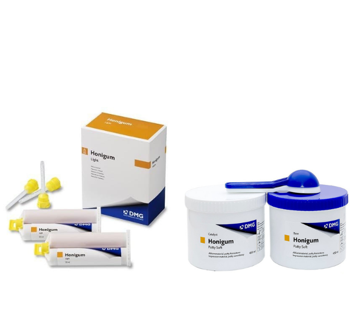 Набір Honigum pro putty soft ( база 450 мл + 450 мл) + Honigum automix light ( коректор 50 мл + 50 мл), фото 1