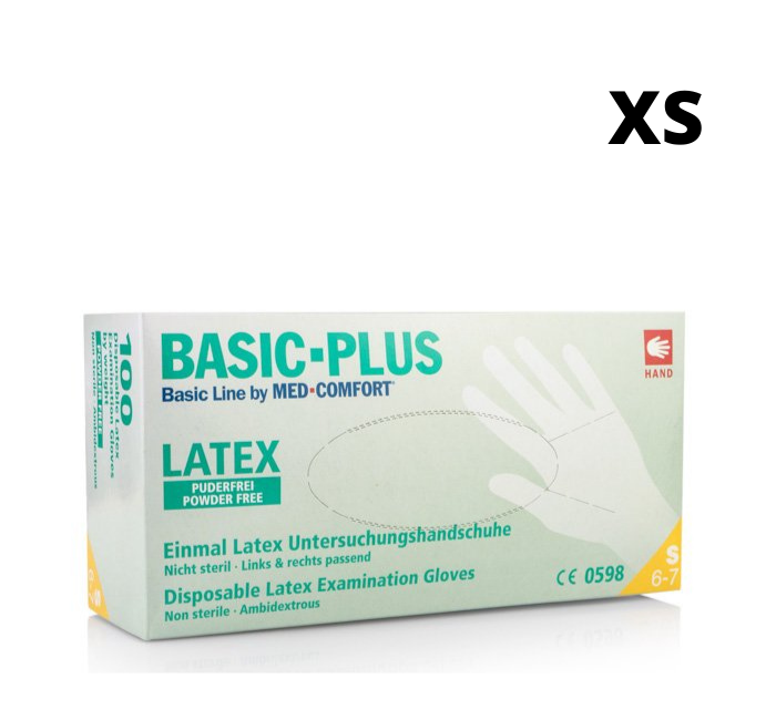 Латексные перчатки XS Basic plus 100шт\уп неопудренные - фото 2 - id-p1940540576