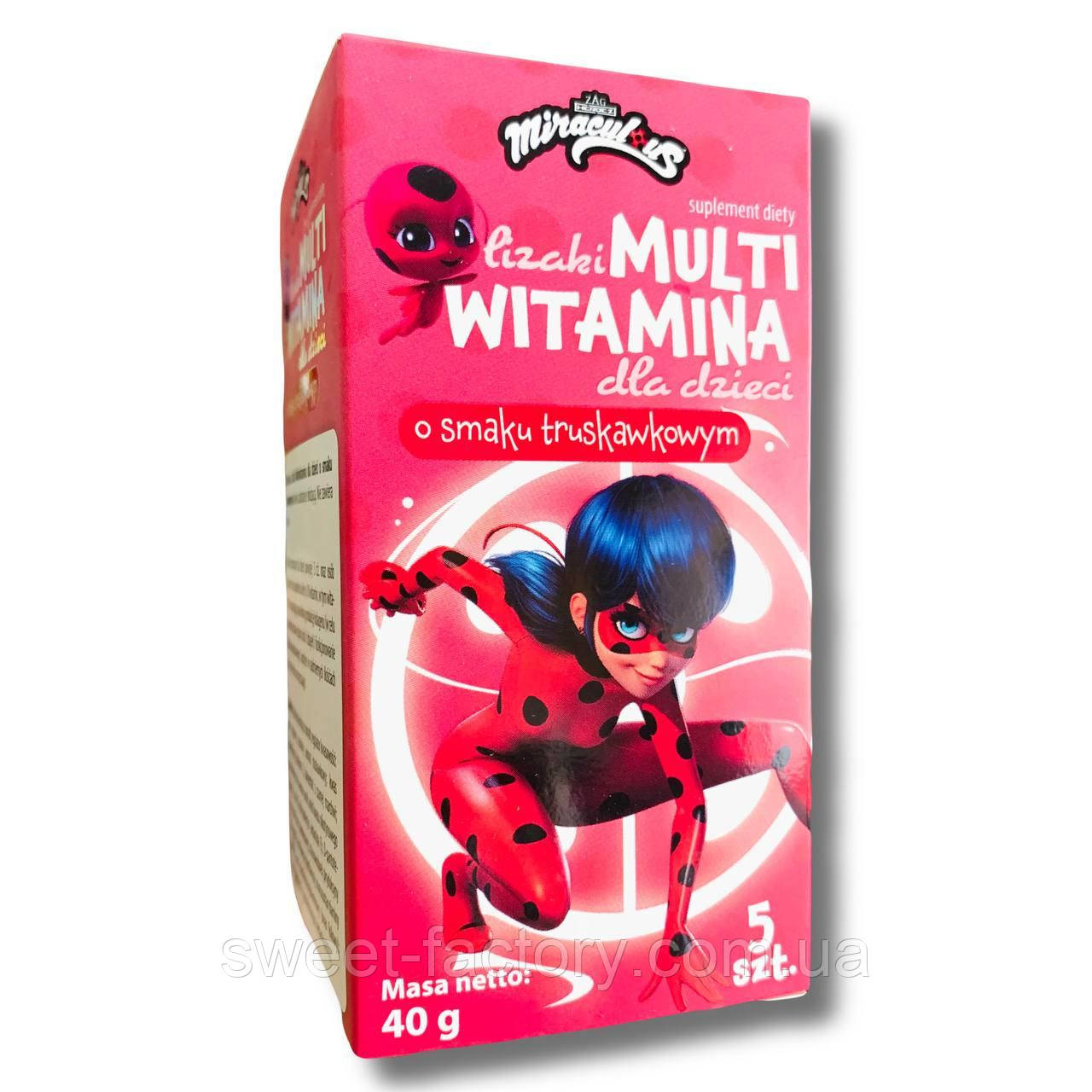 Льодяники Miraculous Lizaki Multi Witamina Полуниця 5s 40g