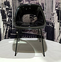 Стілець Troy (Трой) з глянсовим пластиковим сидінням на металевих чорних ногах, фото 3
