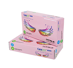 Нітрилові рукавички неопудрені рожеві, р. S 100 шт. Care 365