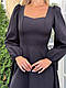 Жіноча базова класична сукня міді з довгим рукавом однотонна тканина костюмка, фото 5