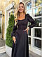 Жіноча базова класична сукня міді з довгим рукавом однотонна тканина костюмка, фото 4