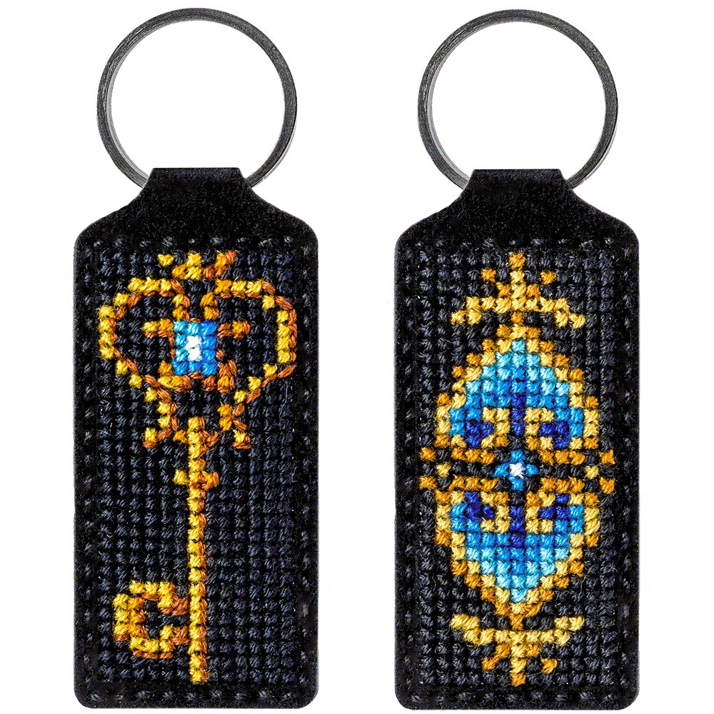 Набір для вишивання нитками брелока на штучній шкірі, FLHL-005, 3*13.5см, Wonderland Crafts