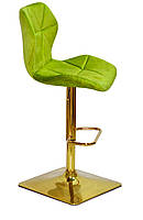 Барний стілець Torino Bar 4-GD-Base велюр оливковий В-1035, золота квадратна опора, регулювання висоти, фото 7