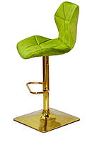 Барний стілець Torino Bar 4-GD-Base велюр оливковий В-1035, золота квадратна опора, регулювання висоти, фото 3