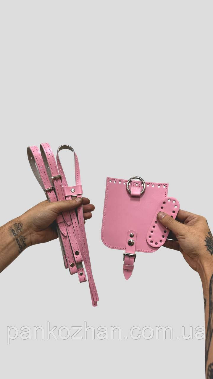 Комплект до дитячого в’язаного рюкзака, натуральна шкіра, фото 1