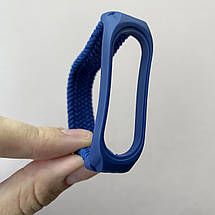 Ремінець для Xiaomi Mi Band 7 тканинний монобраслет 160mm розмір M ремінець на сяомі мі бенд 7 синій brd, фото 3