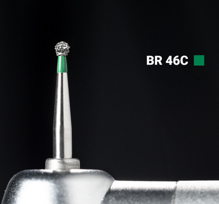 Діамантовий бір BR-46C. Кулястий (кулька) (ISO 001/013), зелений, Mani.Оригінал.