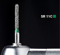 Алмазный бор SR-11C. Удлиненный фиссурный с закругленным концом (ISO141/013), зеленый, Mani.Оригинал.
