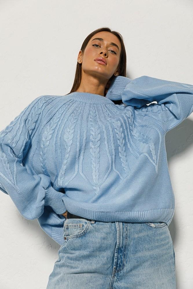 Жіноча в'язана кофта з ажурними косами, фото 1