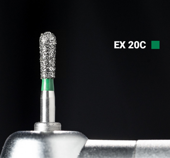 Діамантовий бір EX-20C. Подовжений грушоподібний (ISO 237/019), зелений, Mani.Оригінал., фото 1