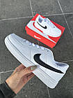 Жіночі кросівки Nike Air Force Low White білі з чорним Найк Аїр Форс шкіряні демісезонні 37, фото 6