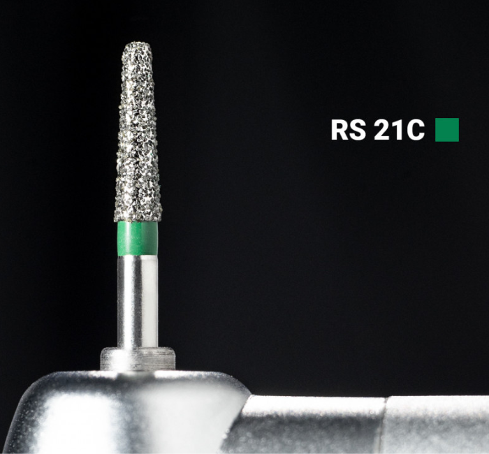 Діамантовий бір RS-21C. Закруглений конус (ISO 545/019), зелений, Mani.Оригінал., фото 1