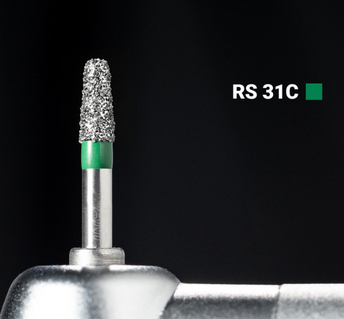 Діамантовий бір RS-31C. Закруглений конус (ISO 544/019), зелений, Mani.Оригінал., фото 1