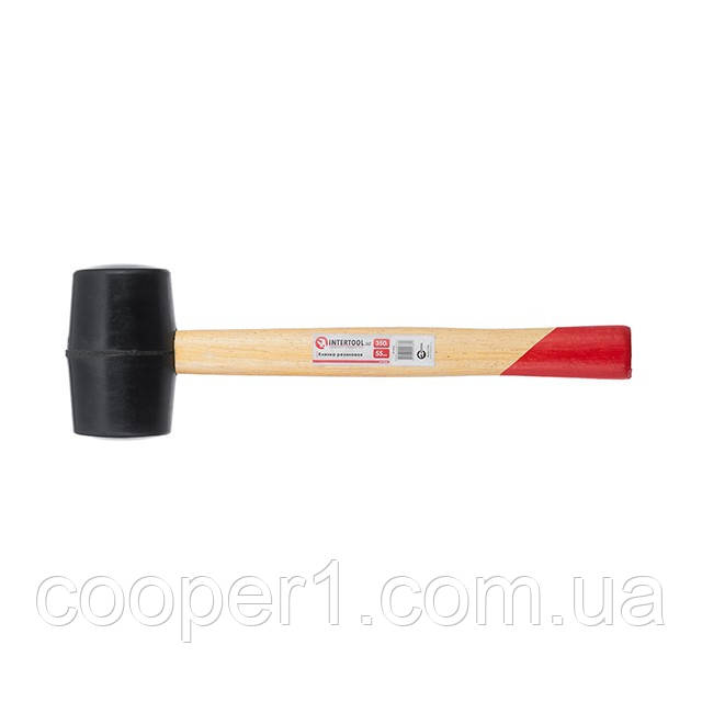Киянка гумова 350 г.50 мм,чорна гума, дерев'яна ручка INTERTOOL HT-0236