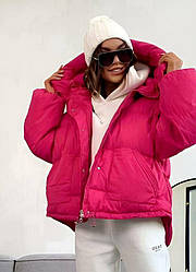 Стильна жіноча куртка пальто зимове синетоп 250 розміри 42 44 46 48 Новинка 2022