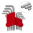 Набір ключів Г-подібних TORX з отвором 9 шт, Т10-Т50, CrV INTERTOOL HT-0604