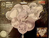 Набор латексных и фольгированных шаров. Китай (серебро) 10 шаров.