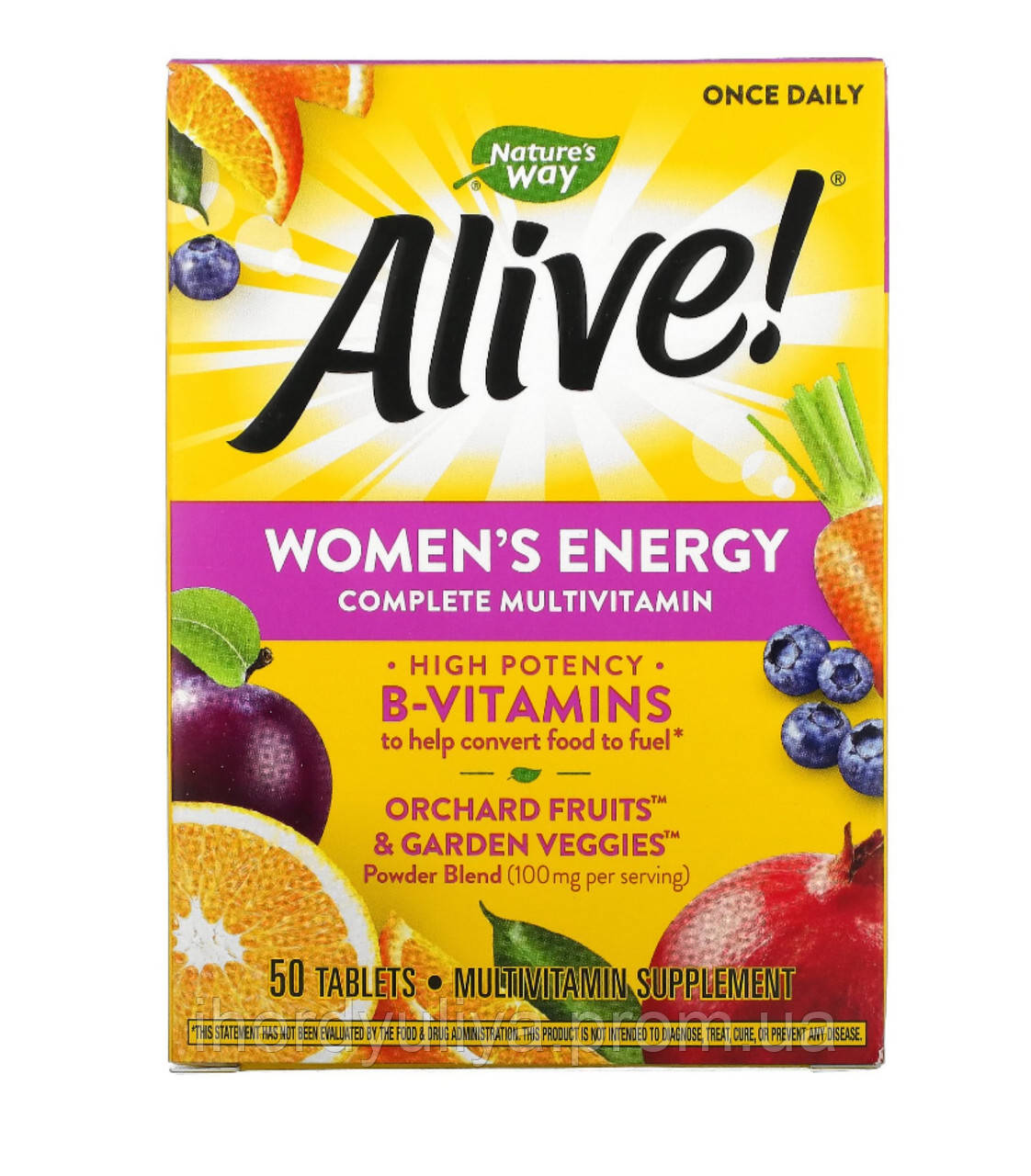 Мультивитамины для женщин, Nature's Way, Alive, Women's Energy, комплекс витаминов и микроэлементов, 50 шт