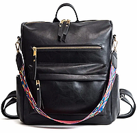 Черная сумка-рюкзак с экокожи