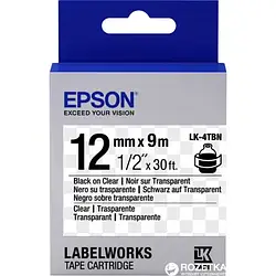 Етикет-стрічка Epson LabelWorks LK4TBN Black Clear 12 мм/9 мм