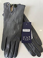 Женские кожаные рукавички с вовняной подкладкой