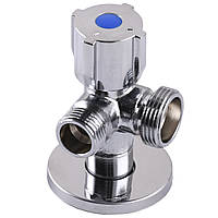 Кран шаровой угловой двойной SELBA 1/2"х 1/2"х3/4" DOUBLE (SL1599)