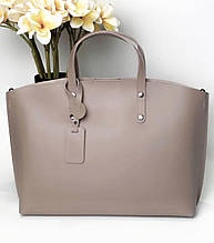 Жіноча сумка-шопер з натуральної шкіри Vera Pelle 0476 тауп