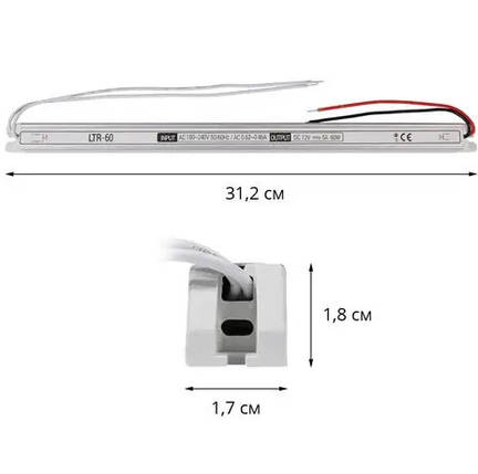 Блок живлення Biom STICK "LTR" 60W 12V 5A IP20 LTR-60-12 11680, фото 2