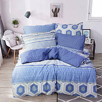 Двойной постельный комплект бязь, 100% хлопок синего цвета 326586