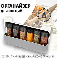 Підвісний органайзер набір ємностей для спецій Under-shelf Spice Rack 6 шт