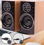 Музичні дротові акустичні стовпчики для комп'ютера в дерев'яному виконанні 2.0 FT-2031, фото 5