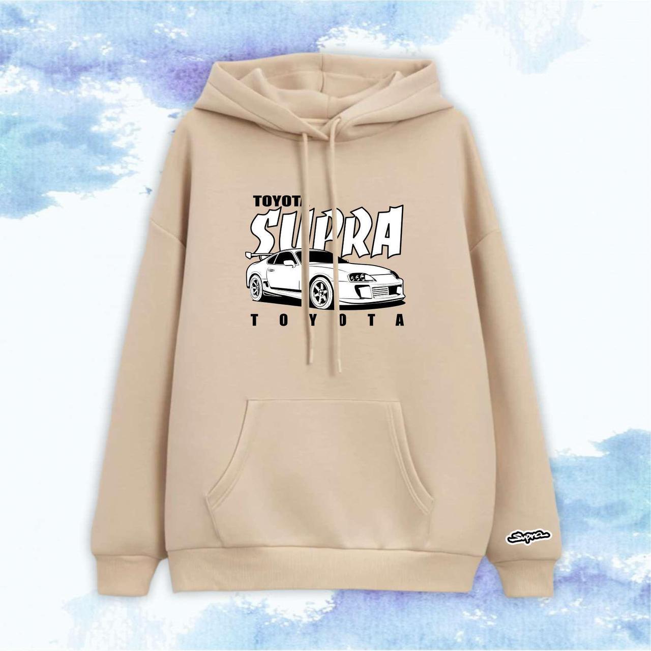 Худі з принтом "Toyota Supra" Тойота Супра Бежевий РОЗМІР ХЛ, фото 1