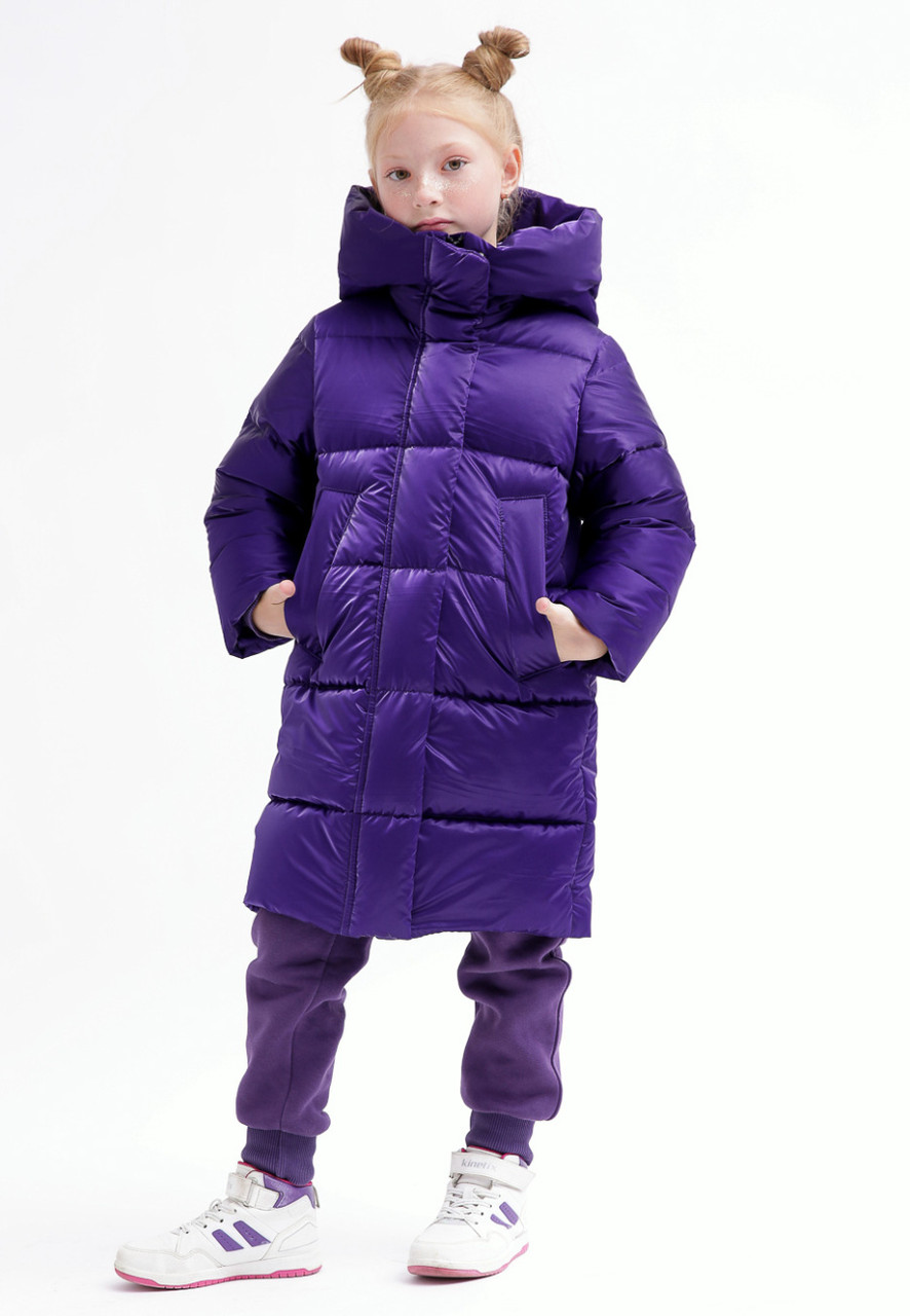 Дитячий зимовий пуховик на дівчинку DT-8365 фіолетовий, розміри 116-158, фото 1