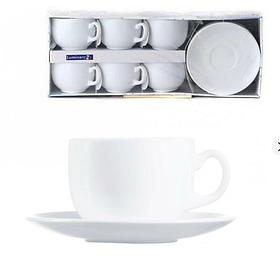 Кавовий білий сервіз Luminarc Essence White зі склокераміки 90 мл 6 шт (P3404)