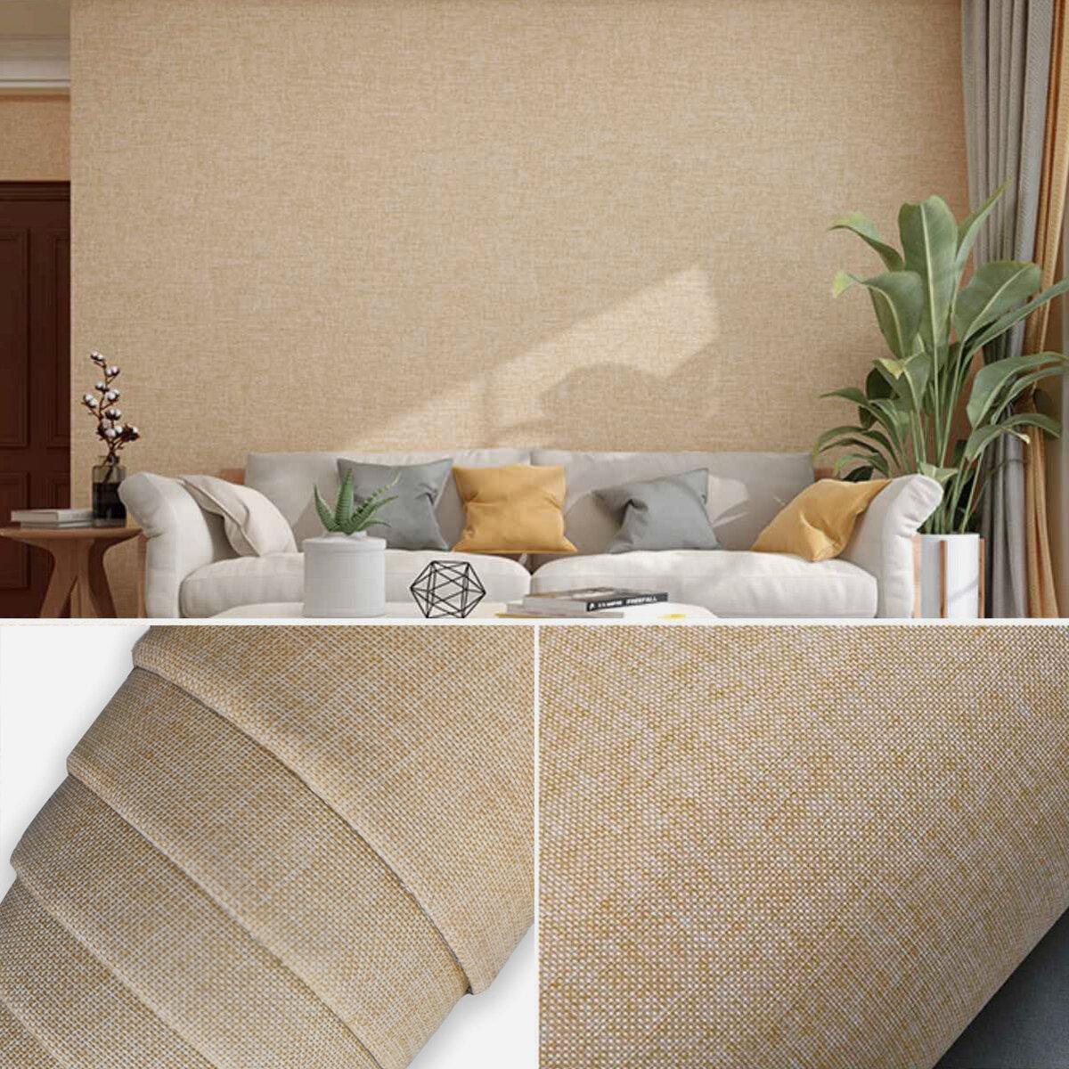 Шпалери лляні самоклеючі рулонні миючі 2,8м х 62 см х 2 мм шпалери в рулоні на клейовій основі Світло-коричневий