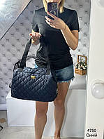 Вместительная женская спортивная дорожная сумка Плащевка Синяя