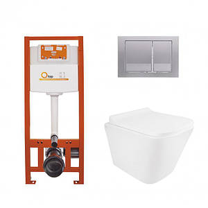Комплект: Qtap Tern Ultra Quiet ун. підвісний QT1733052EUQW+Nest комплект інсталяції 4в1 (квадратна клавіша