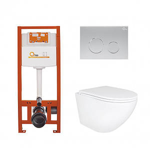 Комплект: Qtap Robin Ultra Quiet унітаз підвісний QT1333046EUQW + Nest комплект інсталяції 4в1 (кругла