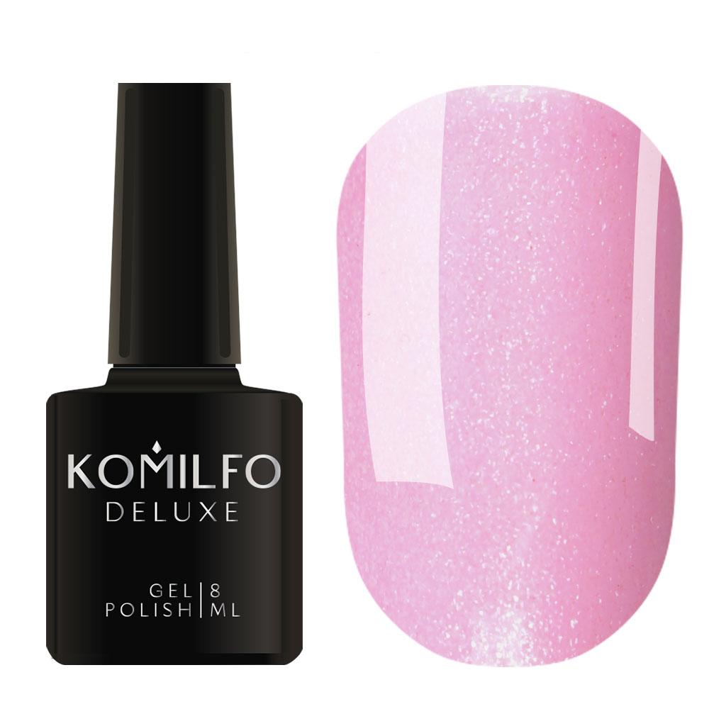 Гель-лак для нігтів Komilfo Deluxe Series №D029 рожевий з блискітками, емаль, 8 мл